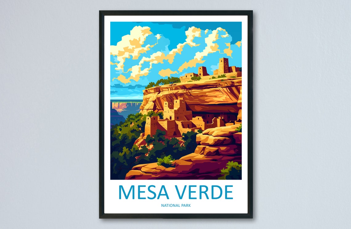 Mesa Verde Cliff Dwellings Colorado National Park Art Poster