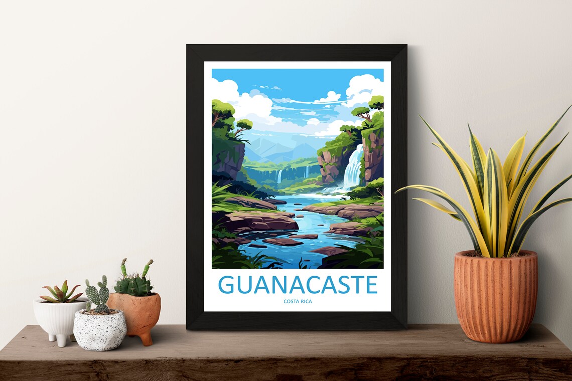 Guanacaste Costa Rica Waterfalls Rocky River Valley Cliffs Travel Poster - Image 3