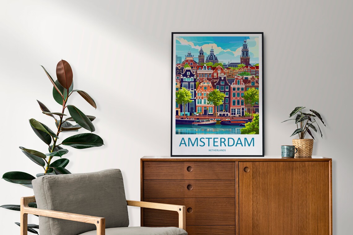 Amsterdam Travel Poster, Netherlands City Decor - Image 2