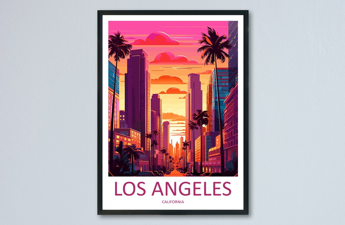 Los Angeles Travel Poster, California Wall Art
