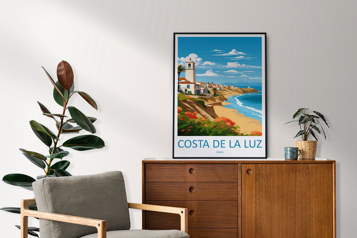 Costa de la Luz Spain Whitewashed Coastal Village Cliffs Poster - Image 2
