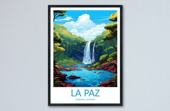La Paz Waterfall Gardens Costa Rica Jungle Falls Travel Poster