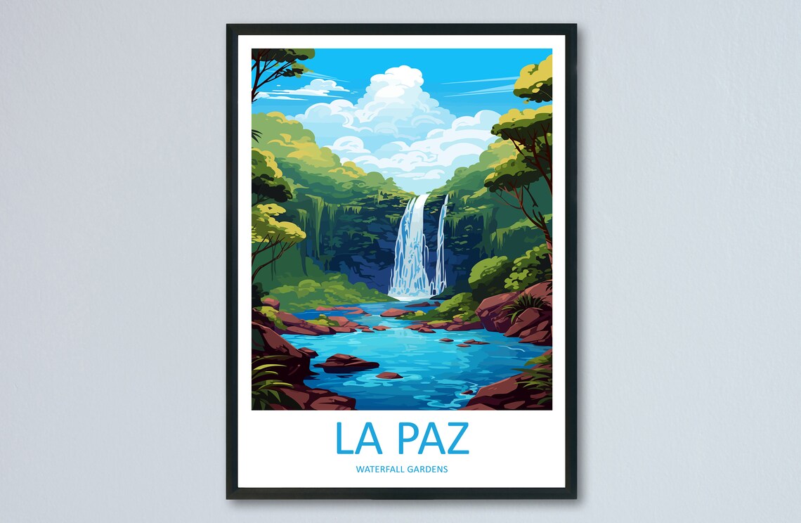 La Paz Waterfall Gardens Costa Rica Jungle Falls Travel Poster