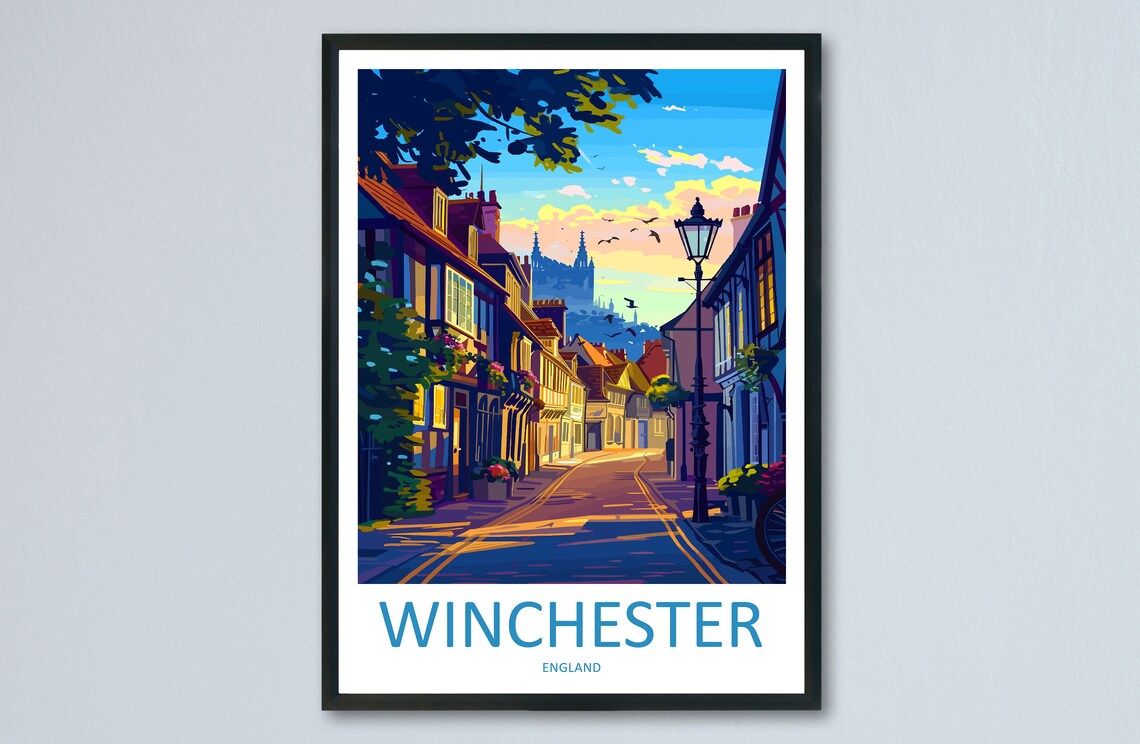 Winchester Travel Poster, England Travel Wall Art