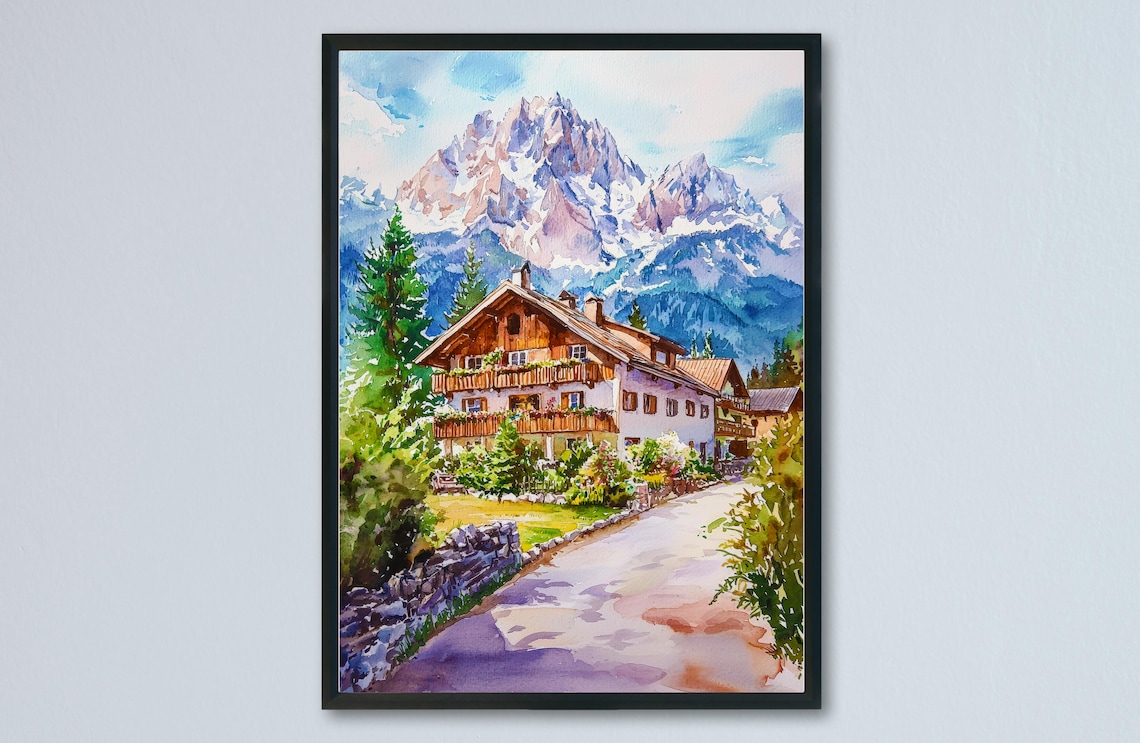Garmisch Partenkirchen Watercolor Travel Poster
