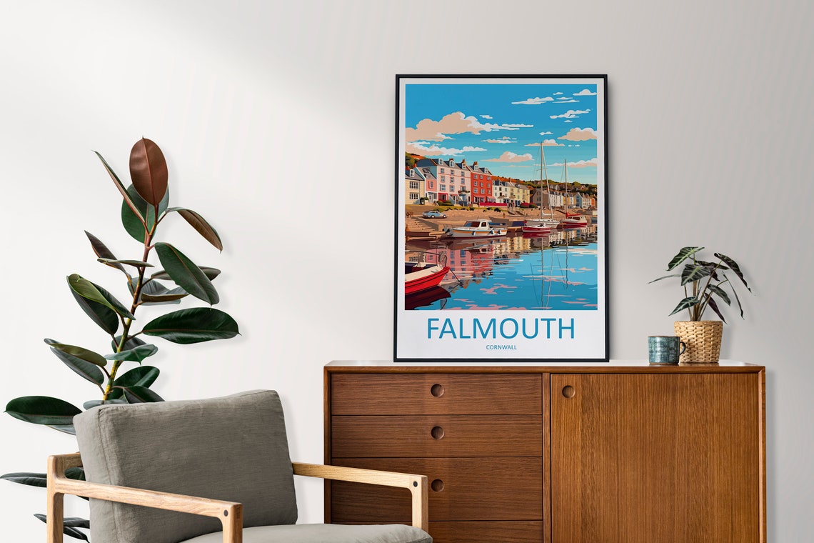 Falmouth Travel Print Wall Art Falmouth Wall Hanging Home Dcor Falmouth Gift Art Lovers England Art Lover Gift Falmouth Travel Poster - Image 2