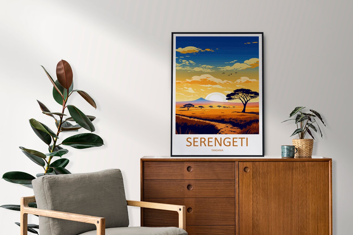 Serengeti Travel Poster, Tanzania Landscape Art - Image 2