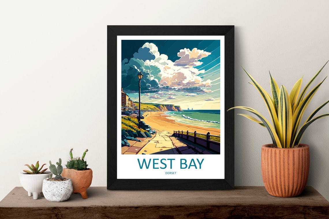 West Bay Dorset England Beach Promenade Cliffs Travel Poster - Image 3