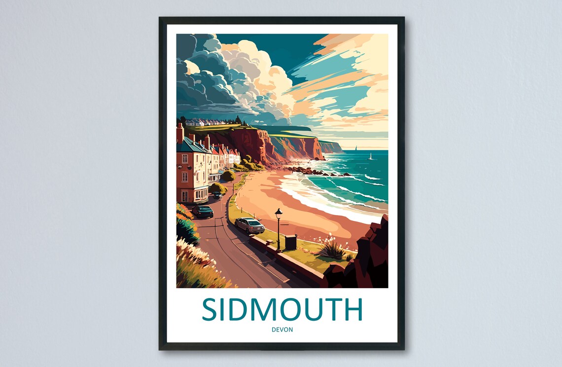 Sidmouth Travel Poster, England Place Print