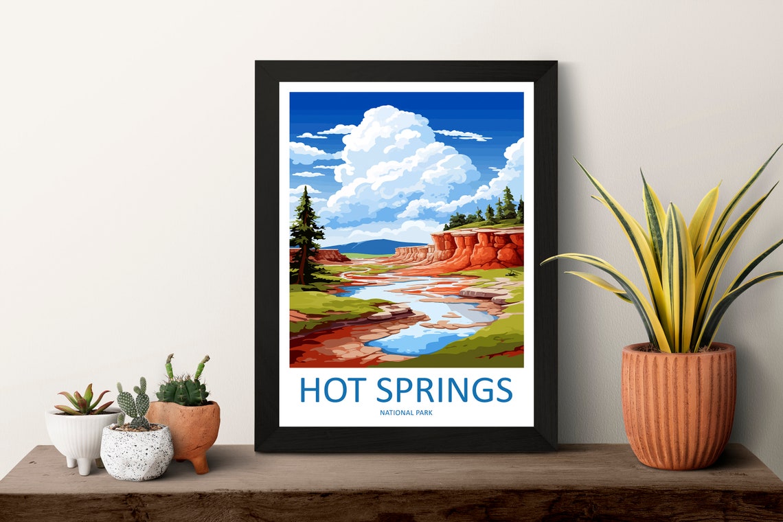 Hot Springs National Park Red Rocks Illustrated Travel Poster - Image 3