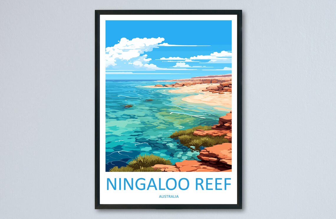 Ningaloo Reef Australia Turquoise Coral Coast Beach Travel Poster