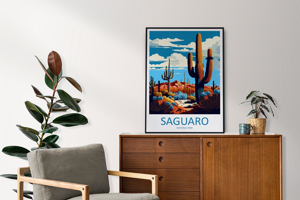 Saguaro National Park Travel Poster, Arizona Art - Image 2