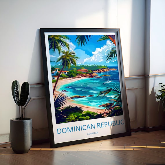 Dominican Republic Caribbean Palm Beach Cove Paradise Poster
