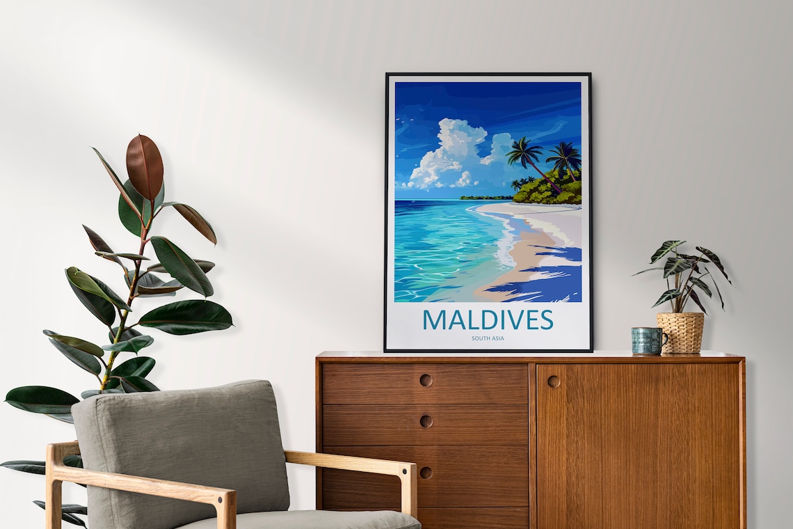 Maldives Travel Poster, South Asia Wall Decor - Image 2