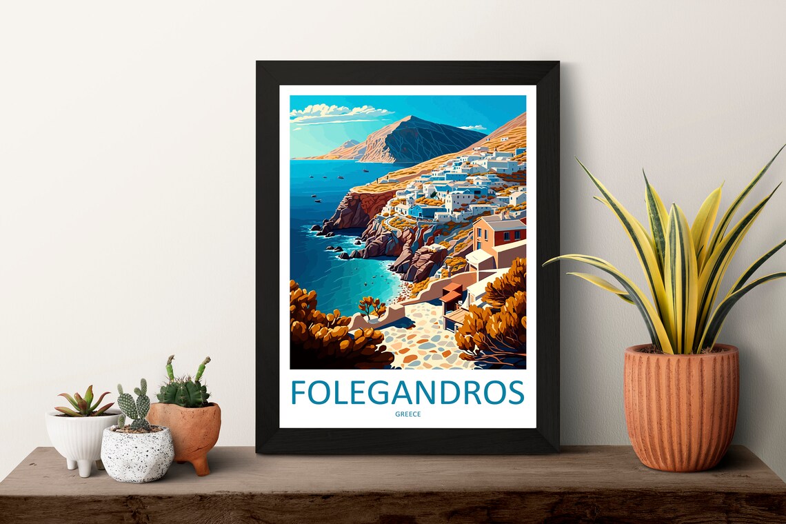 Folegandros Greece Cliffside Village Above Aegean Sea Travel Poster - Image 3