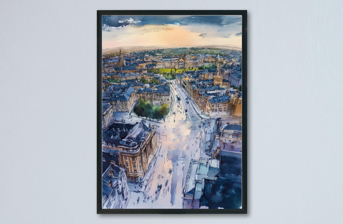 Harrogate Aerial View Twilight Townscape Spa Town Yorkshire Poster