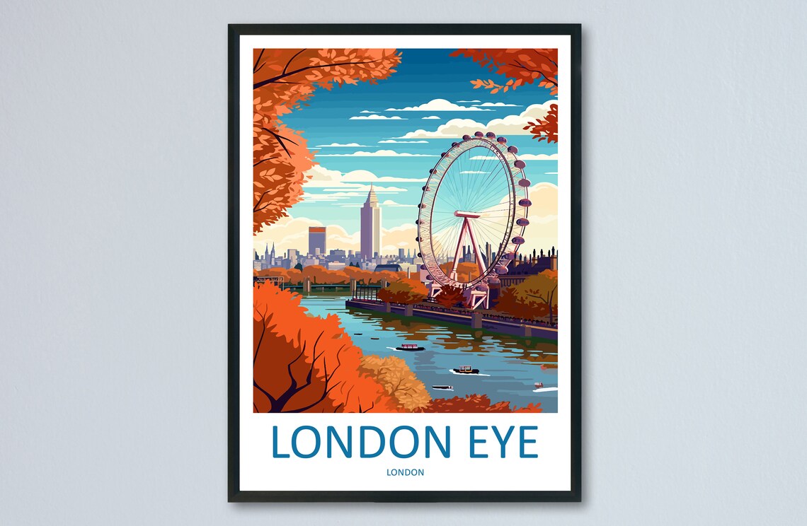 London Eye Travel Poster, London Wall Decor