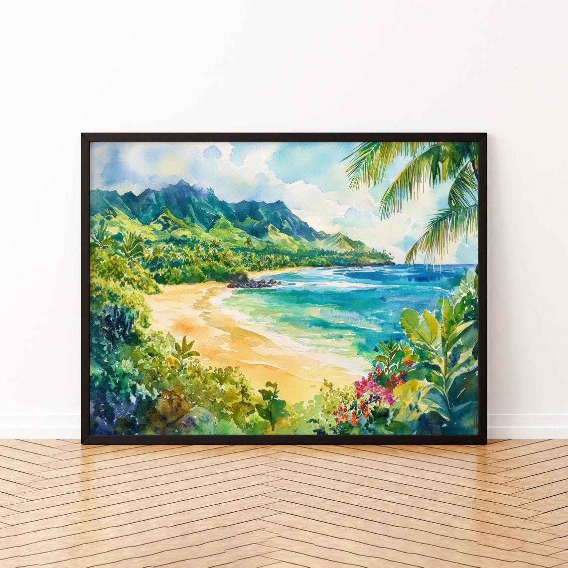 Maui Watercolor Poster Landscape Wall Art Hanging Home Dcor Gift Lovers United States