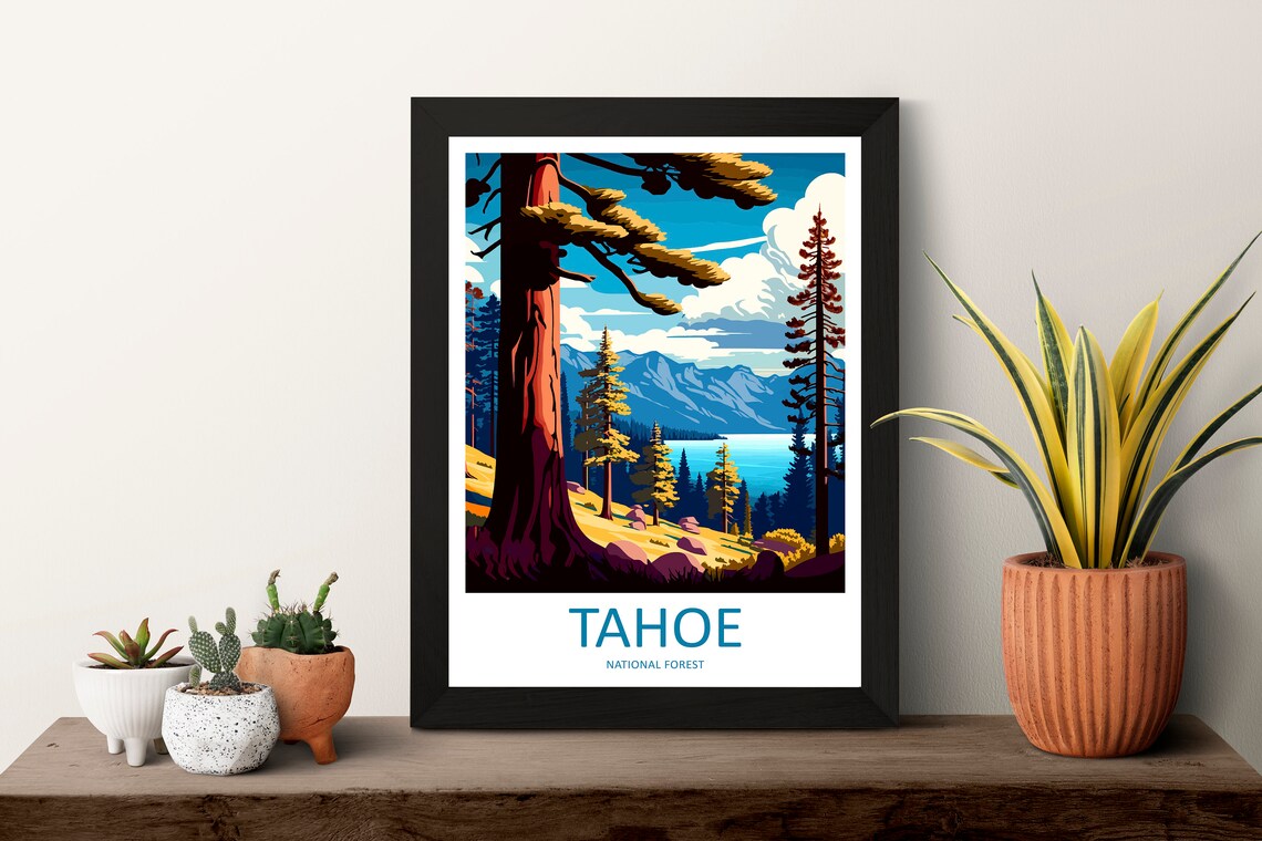 Tahoe National Forest Giant Redwood Lake Mountain Travel Poster - Image 3