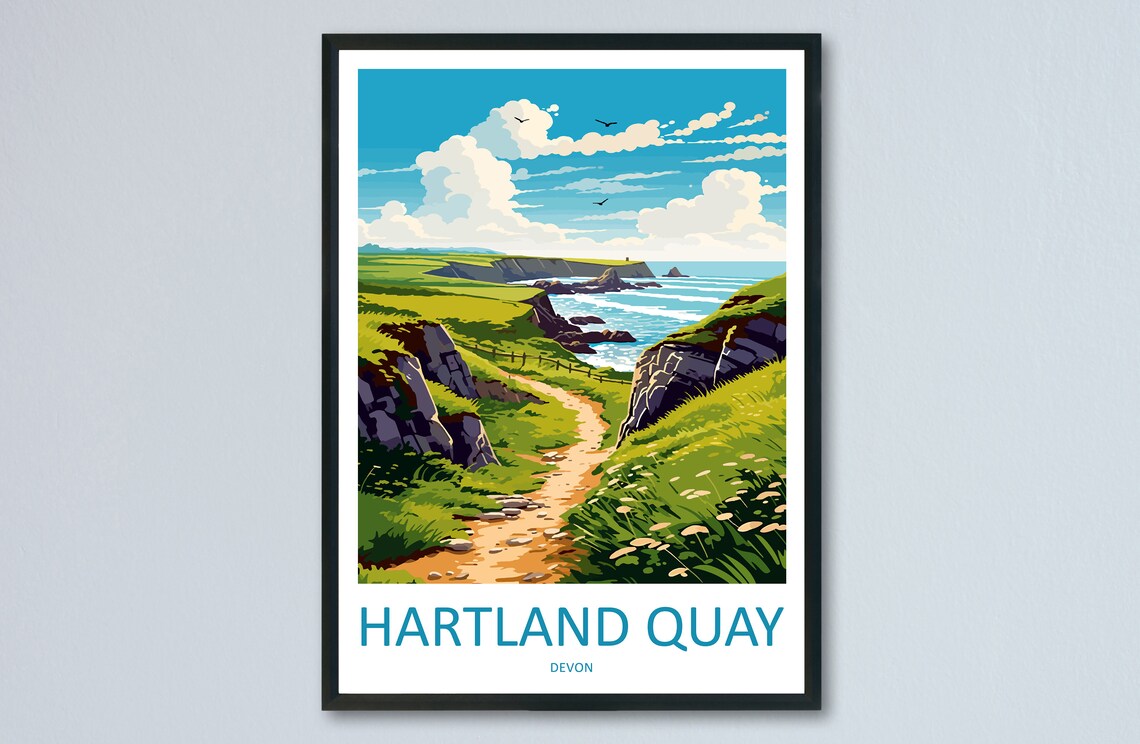 Hartland Quay Travel Poster, Devon Wall Art
