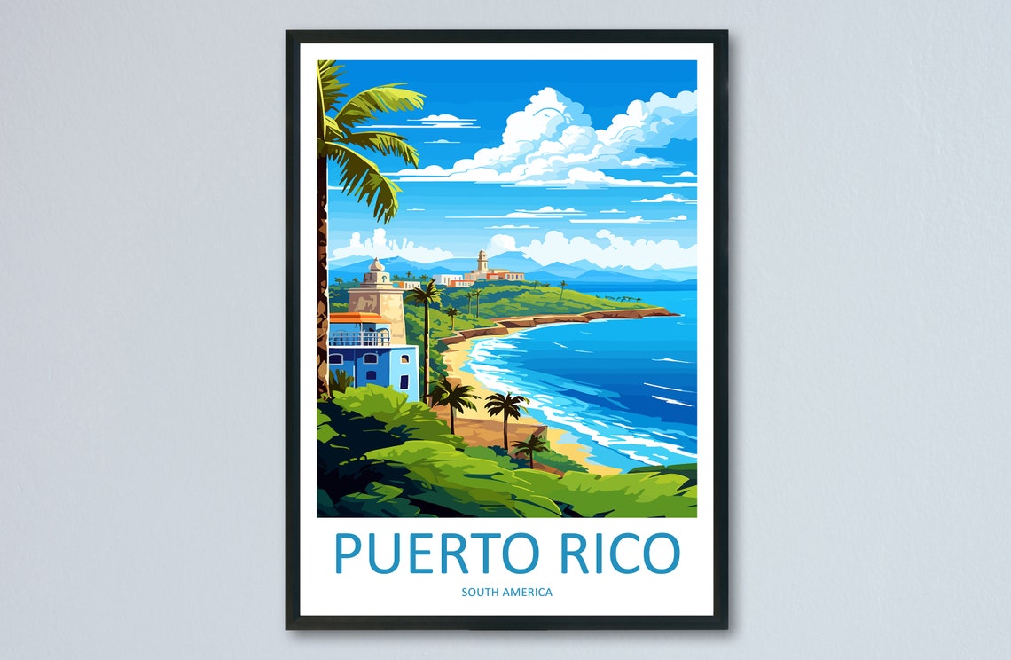 Puerto Rico Travel Print Wall Art Puerto Rico Wall Hanging Home Dcor Puerto Rico Gift Art Lovers Wall Art Caribbean Travel Print Poster