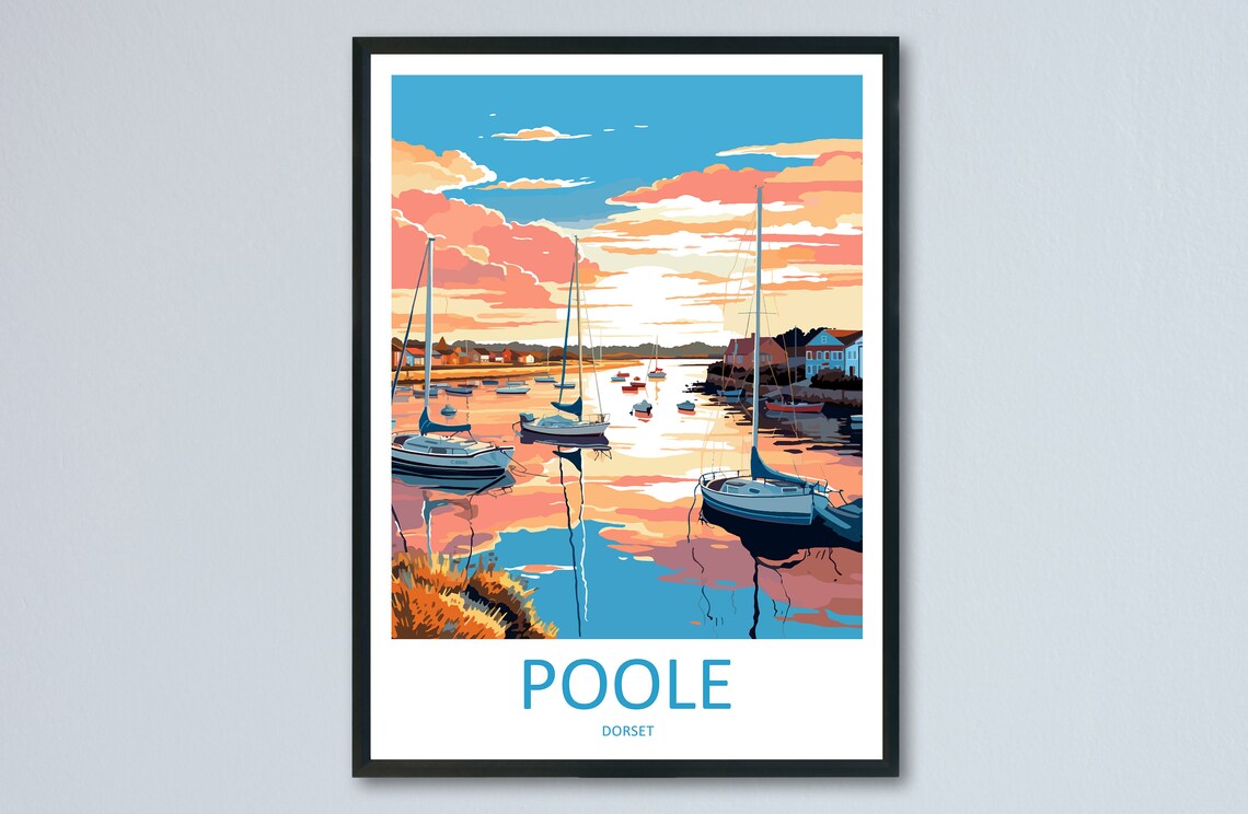 Poole Harbour Travel Poster, England Wall Decor