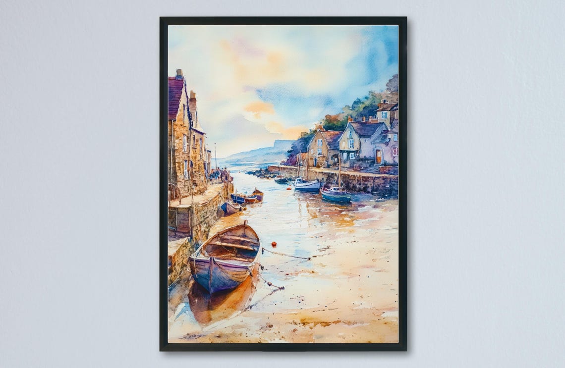 Looe Harbour Low Tide Fishing Boats Stone Quay Cornwall Poster