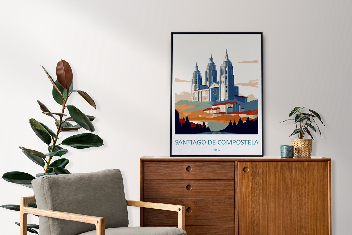 Santiago de Compostela Spain Travel Poster with the Grand Cathedral - Image 2