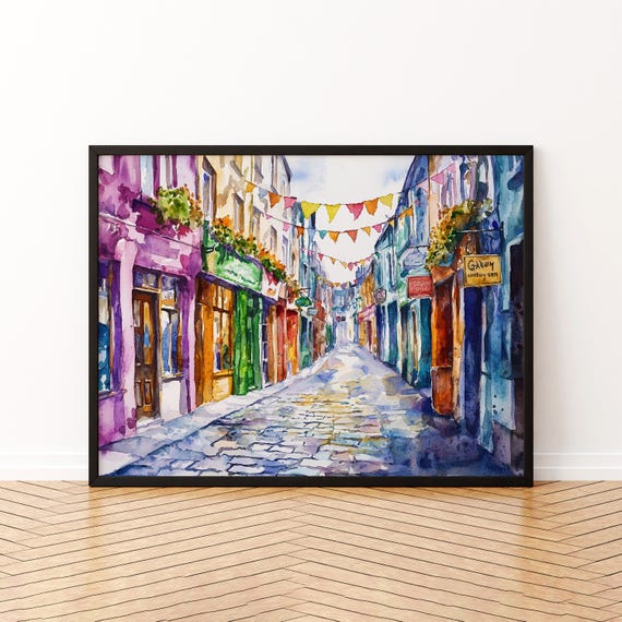 Galway Watercolor Poster Wall Art Hanging Home Dcor Gift Lovers Ireland
