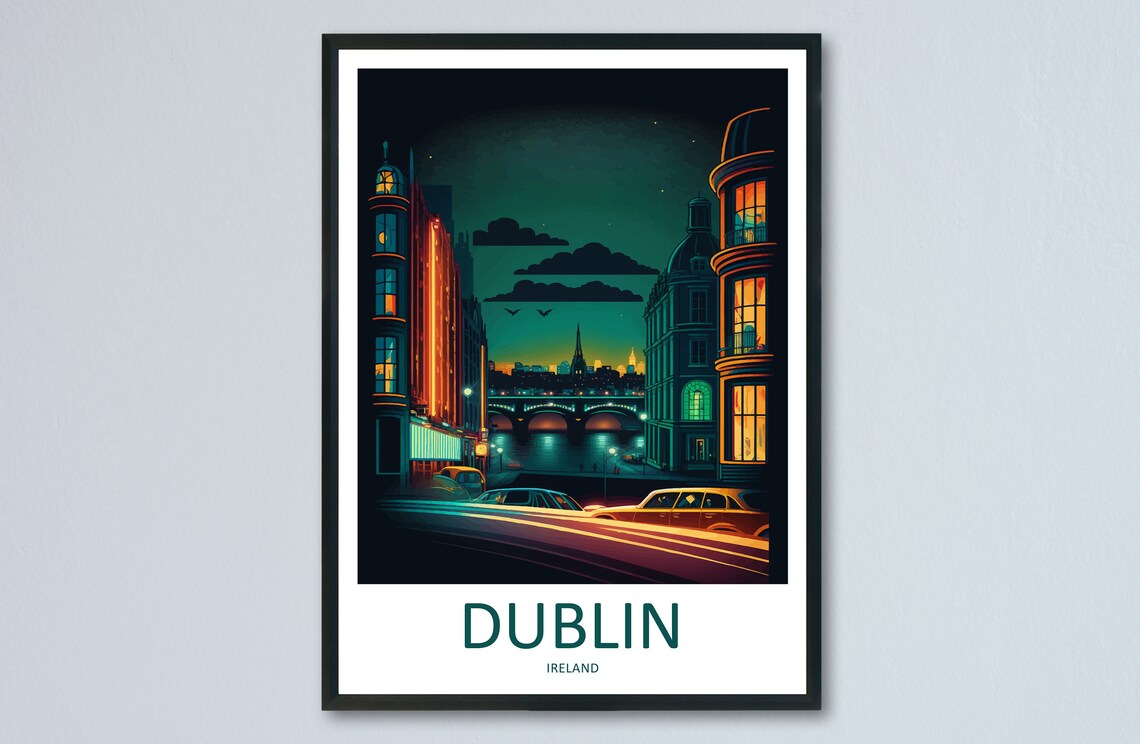 Dublin Skyline Art Print, Ireland City View