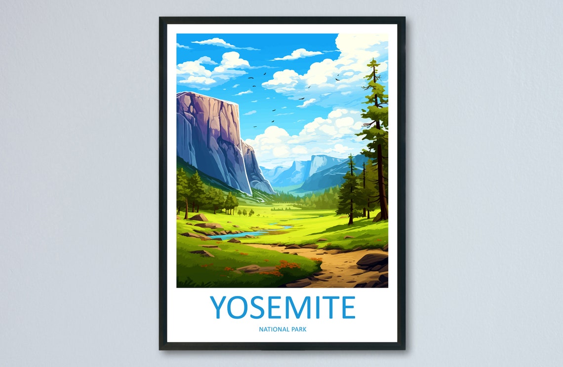 Yosemite National Park El Capitan Valley Scenic Travel Poster
