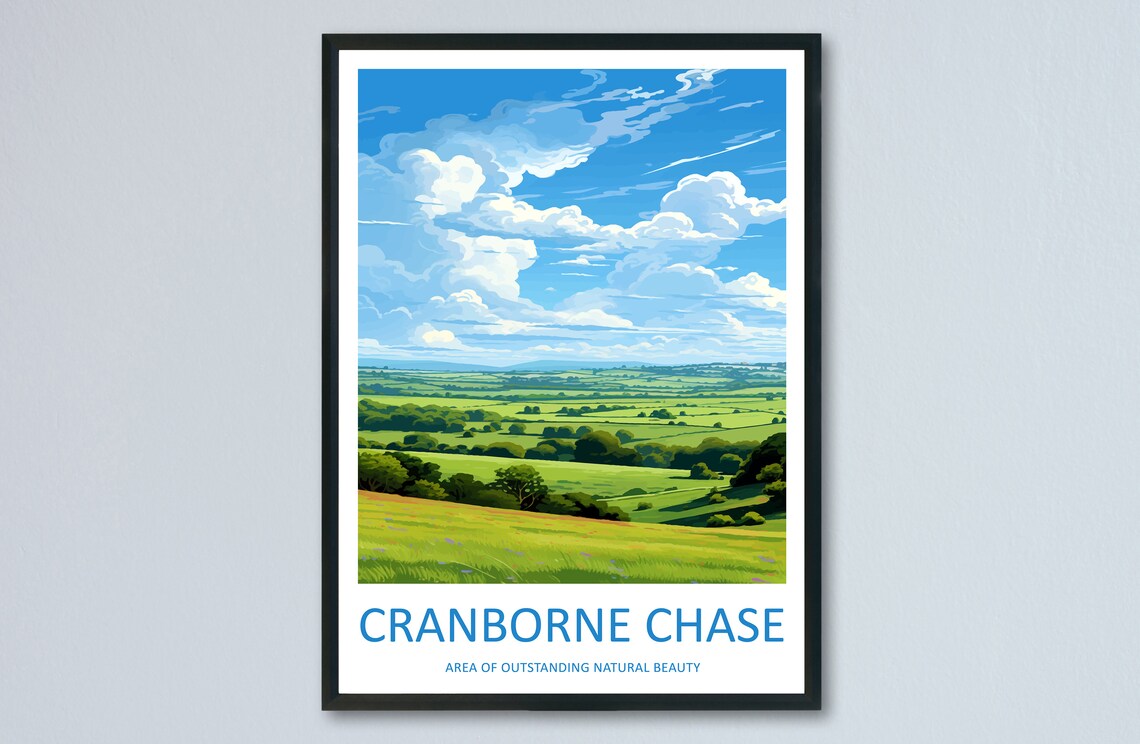 Cranborne Chase Rolling Chalk Downland Big Sky AONB Travel Poster