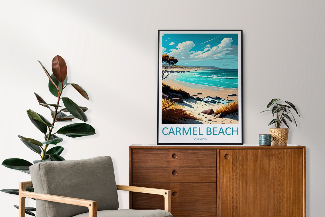 Carmel Beach Travel Poster, California Wall Decor - Image 2