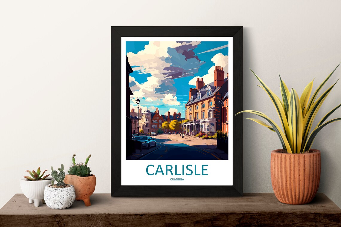 Carlisle Cumbria Historic Street Townhouses England Travel Poster - Image 3