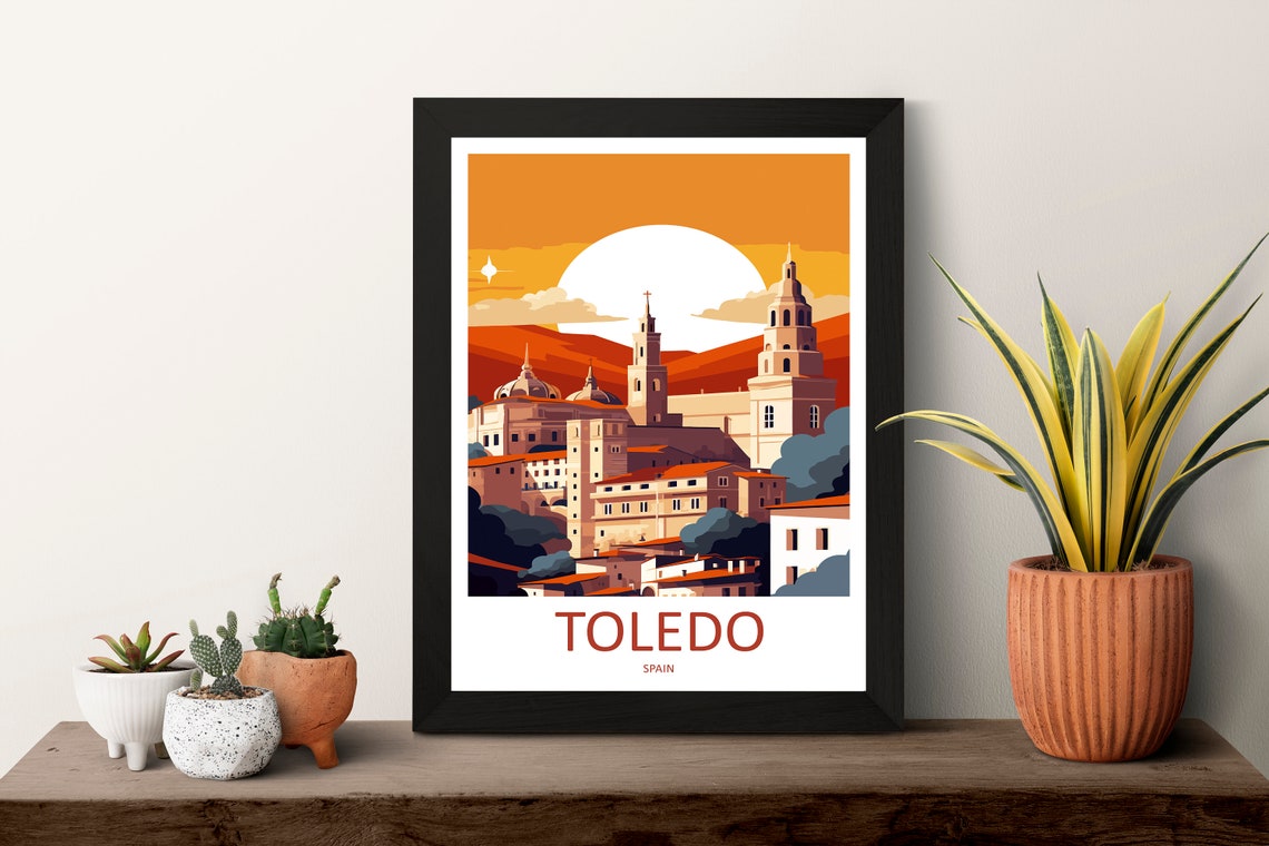 Toledo Spain Sunset Old Town Cathedral Vintage Travel Poster - Image 3