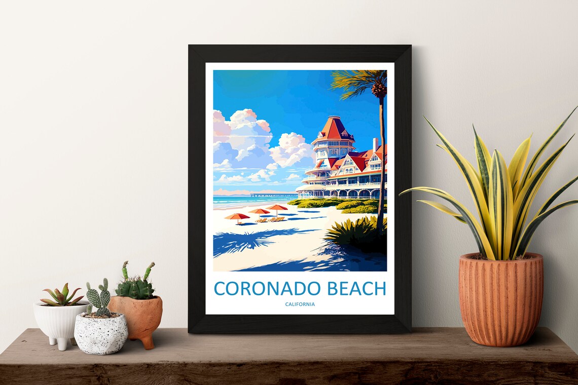 Coronado Beach Travel Poster, California Wall Art - Image 3