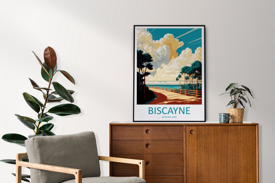Biscayne National Park Boardwalk Ocean Sunset Palms Travel Poster - Image 2