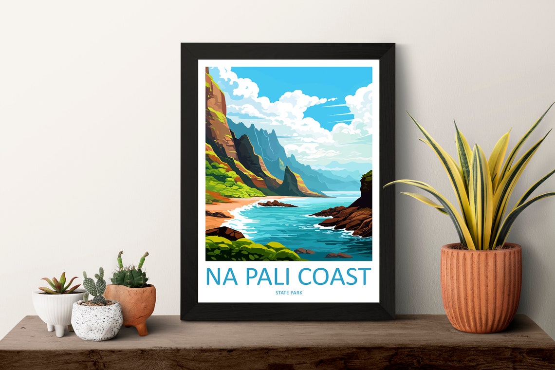 Na Pali Coast Kauai Poster With Dramatic Cliffs and Turquoise Sea - Image 3