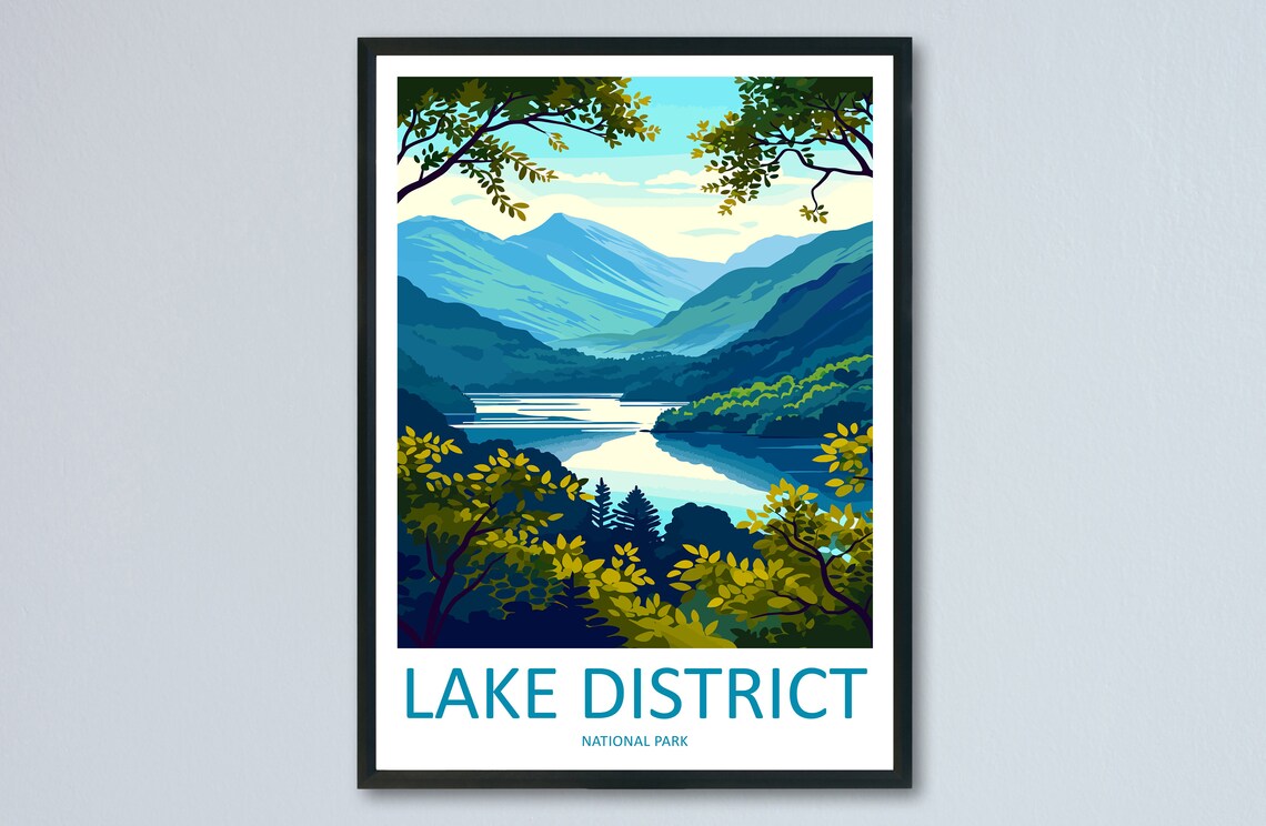 Lake District Landscape Art Print, Nature Wall Decor
