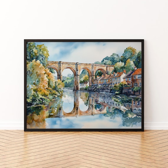 Knaresborough Knaresborough River Reflection Watercolor Travel Poster