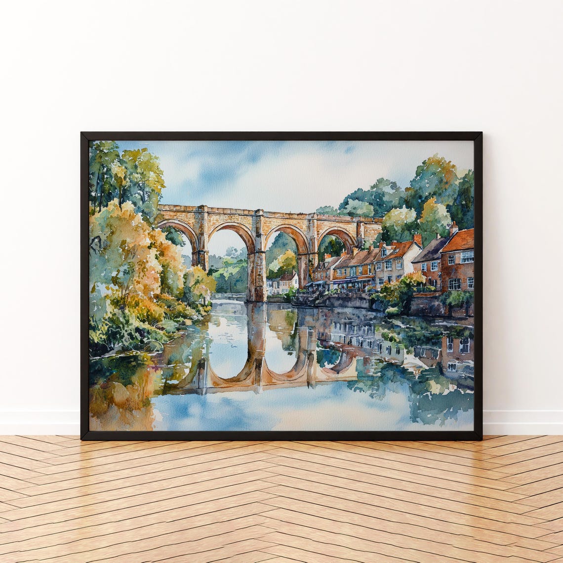 Knaresborough Knaresborough River Reflection Watercolor Travel Poster