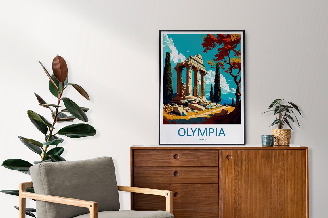 Olympia Greece Travel Poster, European Wall Art - Image 2