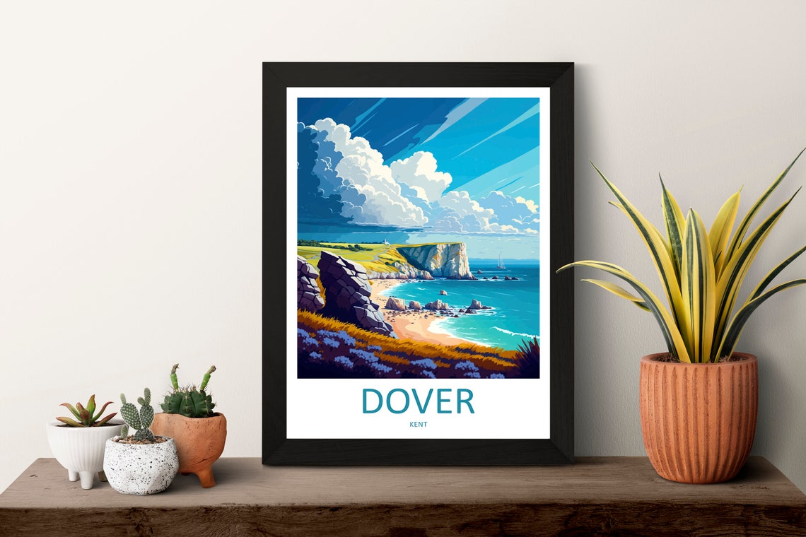 Dover Kent White Cliffs Rocky Beach Coastal View Travel Poster - Image 3