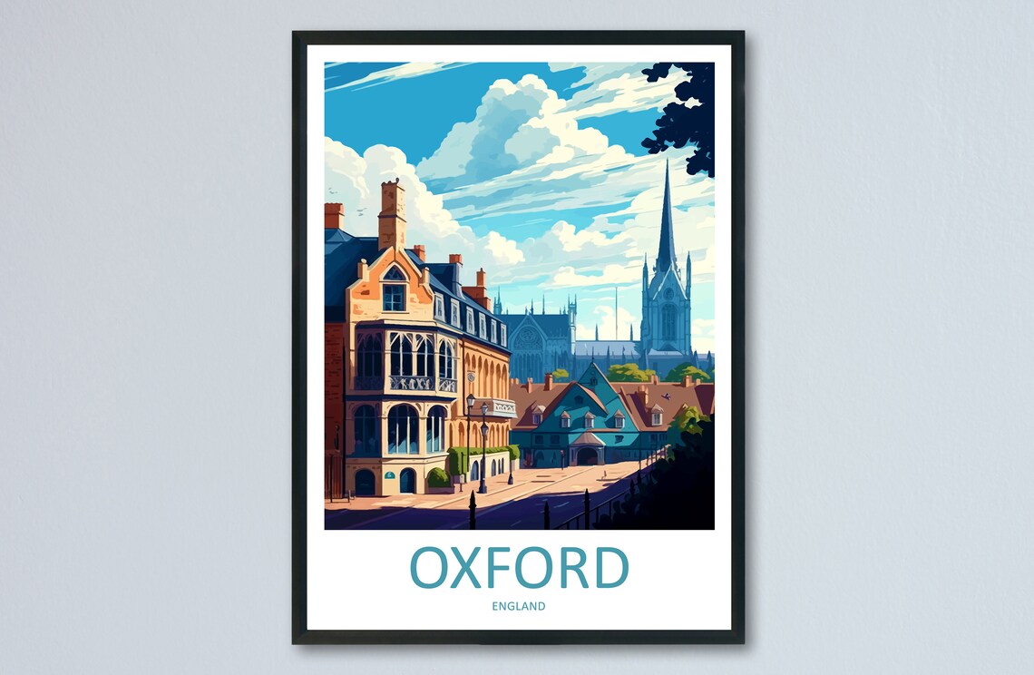 Oxford Travel Poster, England Wall Decor