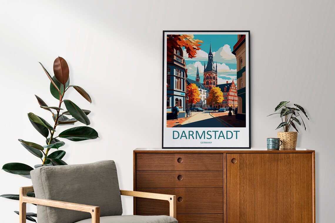 Darmstadt Travel Print Wall Art Darmstadt Wall Hanging Home Dcor Darmstadt Gift Art Lovers Germany Art Lover Gift Darmstadt Art Travel Gift - Image 2