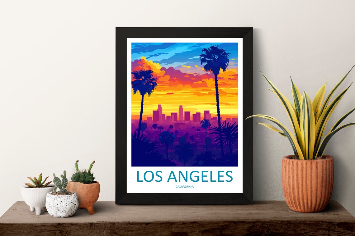 Los Angeles Travel Print Wall Art Los Angeles Wall Hanging Home Dcor Los Angeles Gift Art Lovers California Art Lover Gift Los Angeles Deco - Image 3