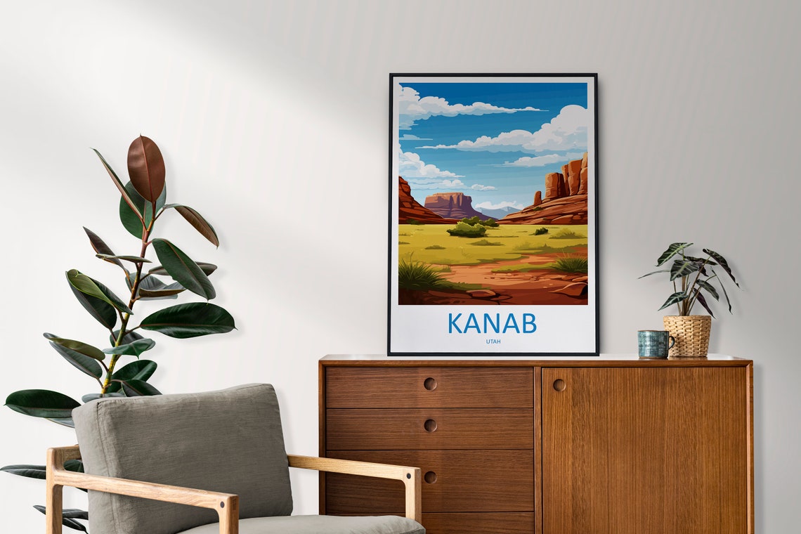 Kanab Utah Red Rock Desert Canyon Trail Retro Style Travel Poster - Image 2
