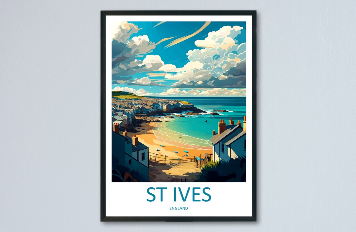 St Ives Travel Poster, England Wall Art Print