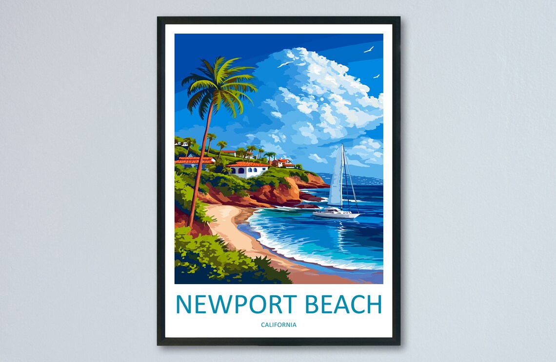Newport Beach Travel Poster, California Wall Decor