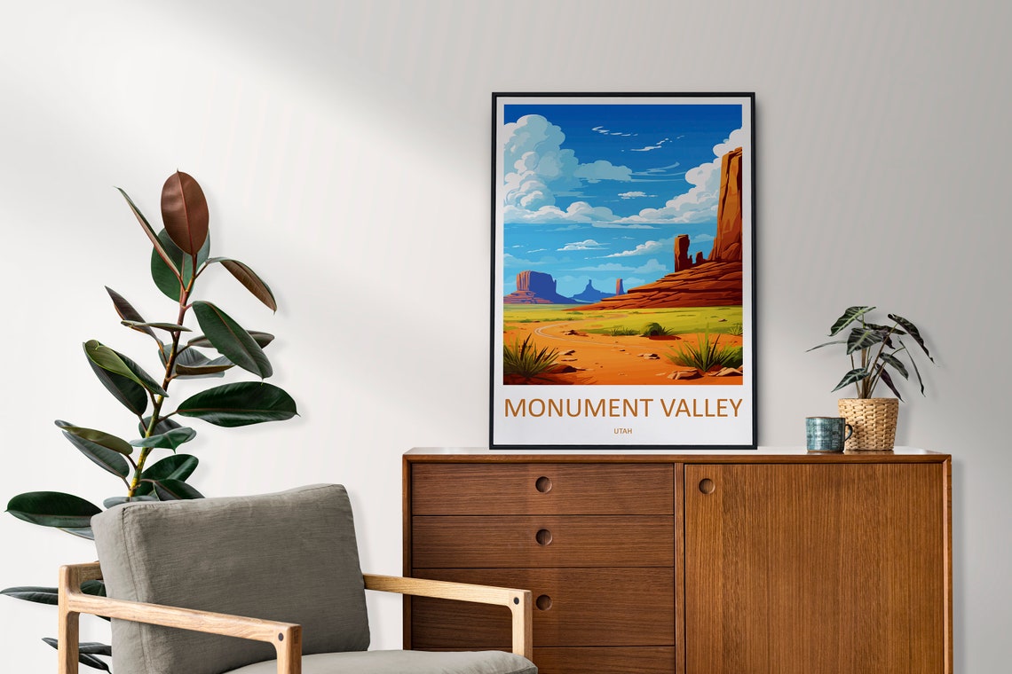 Monument Valley Utah Red Buttes Desert Vintage Travel Poster - Image 2